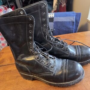 Vtg 70s Corcoran 1500 Jump Boots Men's 7.5 Black Leather 10" Paratrooper Combat